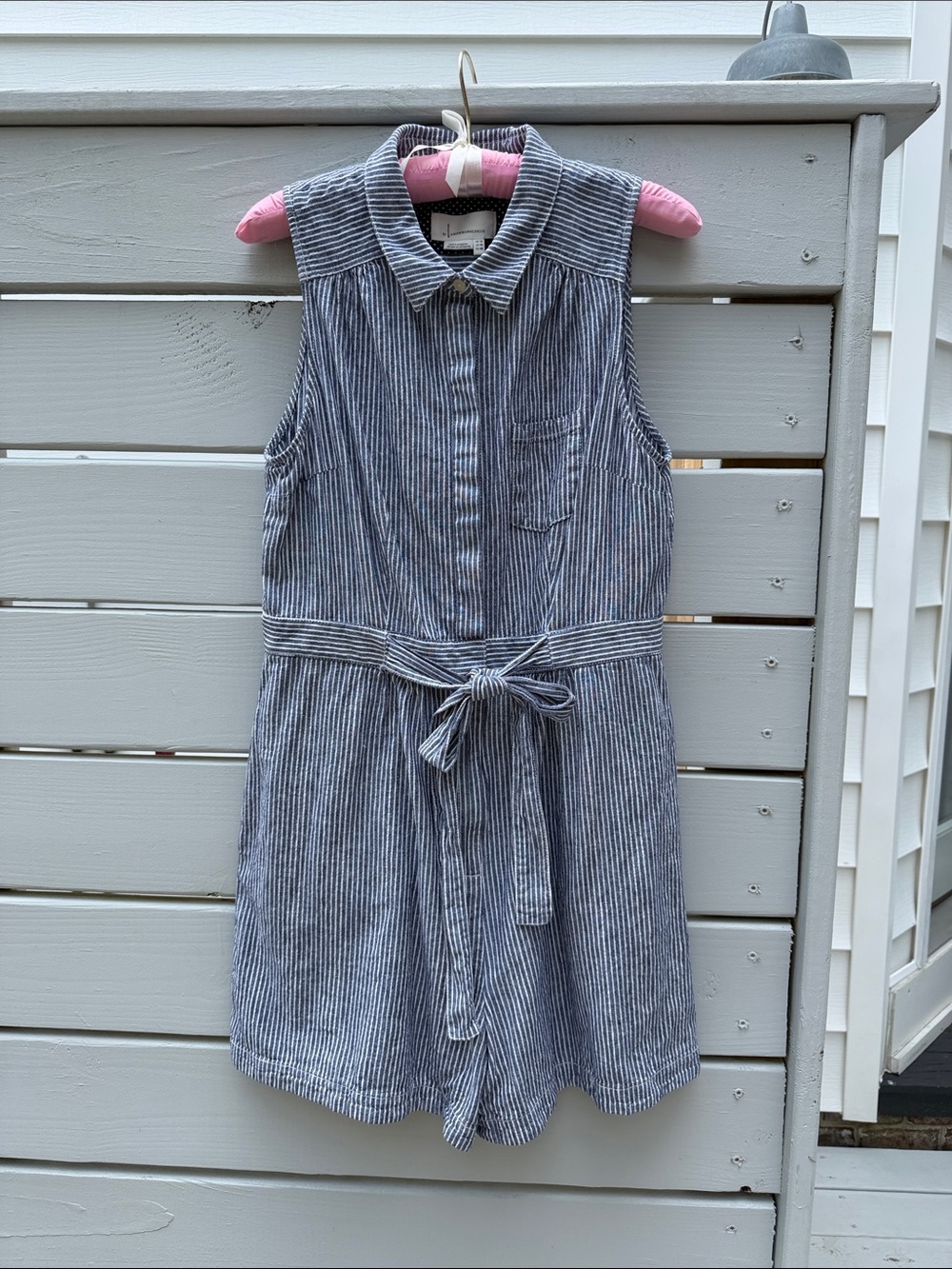 Anthropologie Blue and White Striped Sleeveless Romper